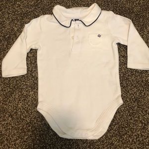 White long sleeve collared onesie